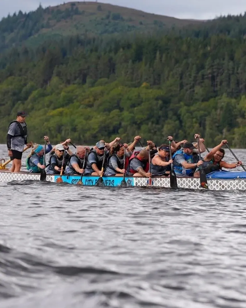 Steel City Beavers racing together on the water